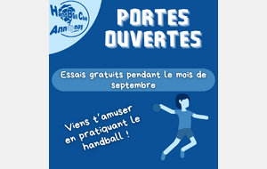 Portes ouvertes en septembre pour les catégories jeunes !